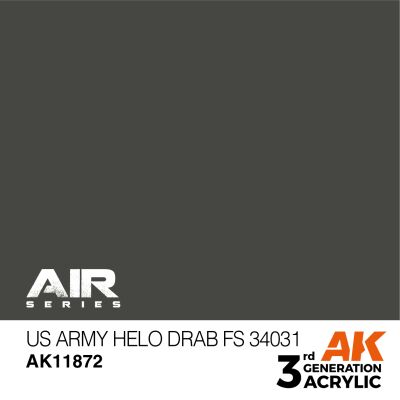 Акрилова фарба US Army Helo Drab / Армія США Сірий (FS34031) AIR АК-interactive AK11872 детальное изображение AIR Series AK 3rd Generation