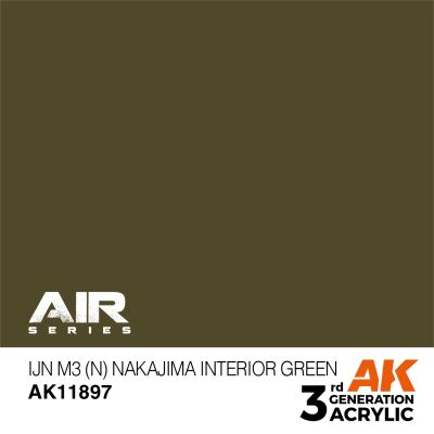 Акриловая краска IJN M3 (N) Nakajima Interior Green / Зеленый интерьер AIR АК-интерактив AK11897 детальное изображение AIR Series AK 3rd Generation