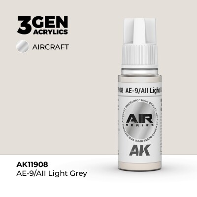 Акрилова фарба AE-9/AII Light Grey / Світло-сірий AIR АК-interactive AK11908 детальное изображение AIR Series AK 3rd Generation