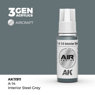 Фарба акрилова А-14 Interior Steel Grey / Стальний сірий AIR AK-interactive AK11911 детальное изображение AIR Series AK 3rd Generation