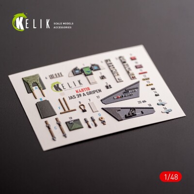 Jas-39 A декаль інтер'єр для комплекту Italeri 1/48 KELIK K48118 детальное изображение 3D Декали Афтермаркет