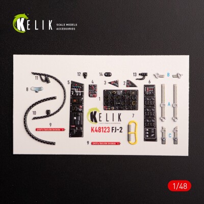 FJ-2 декаль інтер'єр для комплекту Italeri 1/48 KELIK K48123 детальное изображение 3D Декали Афтермаркет