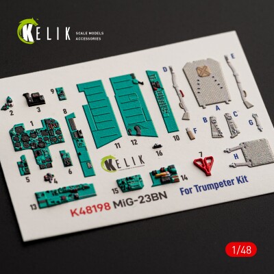 MiG-23 BN декаль інтер'єр для комплекту Trumpeter 1/48 KELIK K48198 детальное изображение 3D Декали Афтермаркет