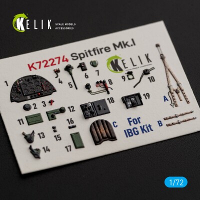 Supermarine Spitfire Mk.I декаль інтер'єр для комплекту IBG 1/72 KELIK K72274 детальное изображение 3D Декали Афтермаркет