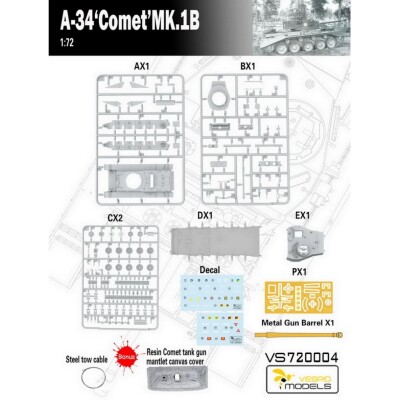 Збірна модель 1/72 Британський середній танк A34 Comet Mk.IB Vespid Models VS720004 детальное изображение Бронетехника 1/72 Бронетехника
