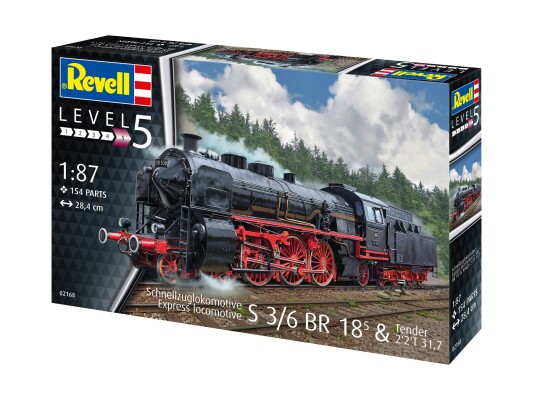 Збірна модель 1/87 Schnellzug lokomotive S3/6 BR 18 mit Tender Revell 02168 детальное изображение Железная дорога 1/87 Железная дорога