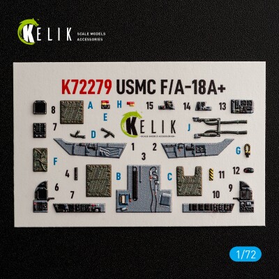 USMC F/A-18 A+ декаль інтер'єр для комплекту Academy 12411 1/72 KELIK K72279 детальное изображение 3D Декали Афтермаркет