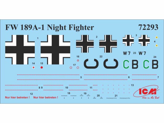 Збірна модель 1/72 Літак Focke-Wulf Fw 189A-1 ICM 72293 детальное изображение Самолеты 1/72 Самолеты