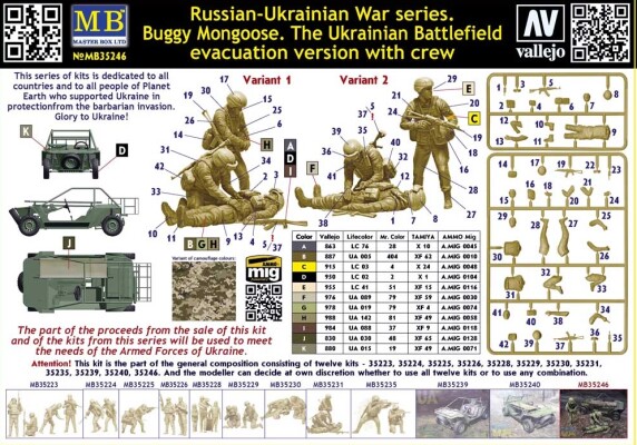 Збірна модель 1/35 Баггі Мангуст. Українська версія для евакуації з поля бою з екіпажем (серія «Російсько-українська війна») MasterBox 35246 детальное изображение Автомобили 1/35 Автомобили
