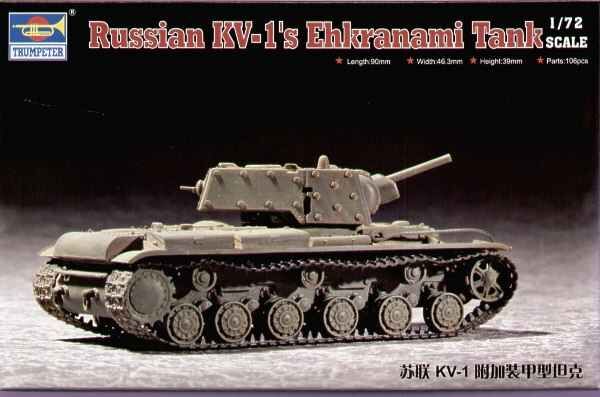 Збірна модель 1/72 радянський танк KV-1S with armored screens Trumpeter 07230 детальное изображение Бронетехника 1/72 Бронетехника