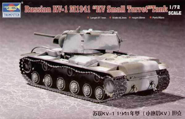 Сборная модель 1/72 советский танк КВ-1 М1941 Трумпетер 07232 детальное изображение Бронетехника 1/72 Бронетехника