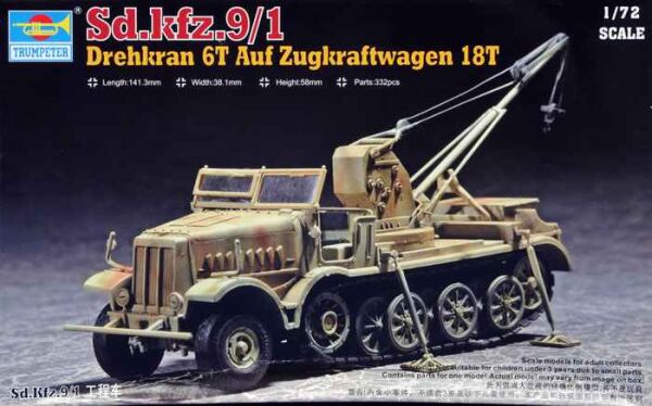 Сборная модель немецкого тягача Drehkran 6t auf Zugkraftwagen 18t (Sd.kfz.9/1) детальное изображение Бронетехника 1/72 Бронетехника