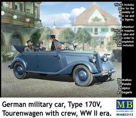 “German military car, Type 170V, Tourenwagen with crew, WW II era”         детальное изображение Автомобили 1/35 Автомобили
