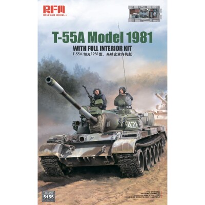 Збірна модель 1/35 Середній танк T-55 A Model 1981 з повним інтер’єром RFM RM-5155 детальное изображение Военная техника 