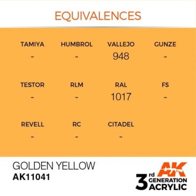 Acrylic paint GOLDEN YELLOW – STANDARD / GOLDEN YELLOW AK-interactive AK11041 детальное изображение General Color AK 3rd Generation