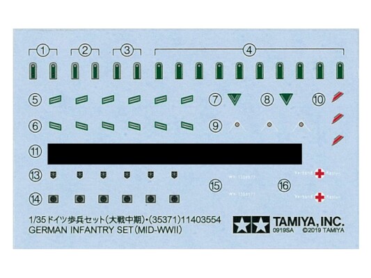 Сборная модель 1/35 Фигуры Немецкий пехотный отряд (середина Второй мировой войны) Tamiya 35371 детальное изображение Фигуры 1/35 Фигуры
