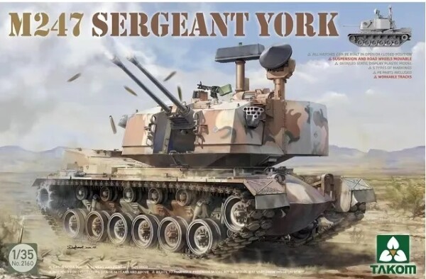 Сборная модель 1/35 Американская ЗСУ M247 Sergeant York Таком 2160 детальное изображение Зенитно ракетный комплекс Военная техника