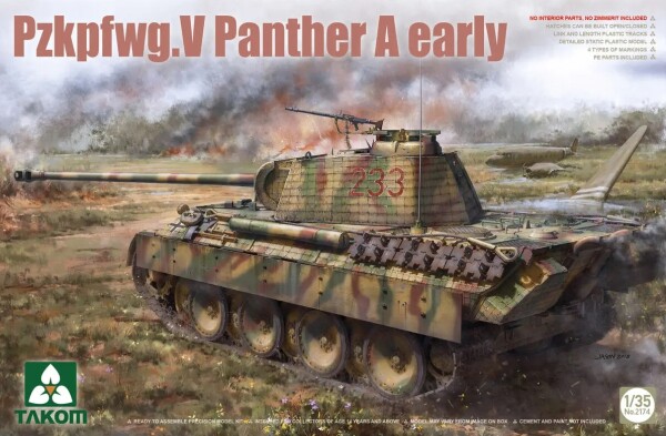 Scale model 1/35 Tank Pzkpfwg.V Panther early releases Takom 2174 детальное изображение Бронетехника 1/35 Бронетехника