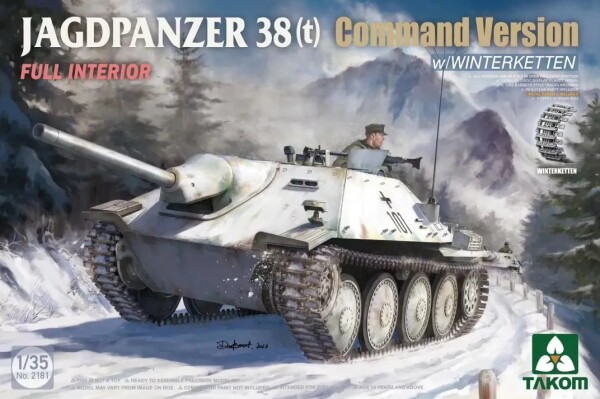 Сборная модель 1/35 САУ Jagdpanzer 38(t) «Хетцер» Command Version w/WINTERKETTEN Таком 2181 детальное изображение Бронетехника 1/35 Бронетехника