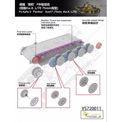 Збірна модель 1/72 Танк Panther 'F' Pz.Kpfw. V (75mm Kw.K. L/70) Vespid Models VS720011 детальное изображение Бронетехника 1/72 Бронетехника