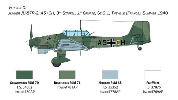 Збірна модель 1/48 Літак Junkers Ju 87B Stuka &quot;Battle of Britain&quot; Italeri 2807 детальное изображение Самолеты 1/48 Самолеты