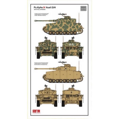 Збірна модель 1/35 Німецький середній танк Pz.Kpfw.IV Ausf.G/H з повним інтер’єром і робочими траками RFM RM-5055 детальное изображение Военная техника 