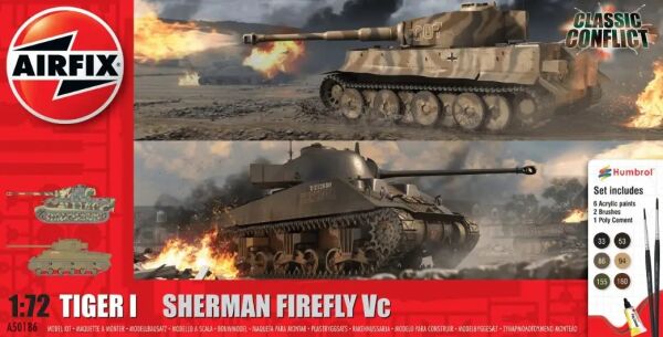 Збірна модель 1/72 танки Tiger 1 vs Sherman Firefly Classic Conflict стартовий набір Airfix A50186 детальное изображение Бронетехника 1/72 Бронетехника