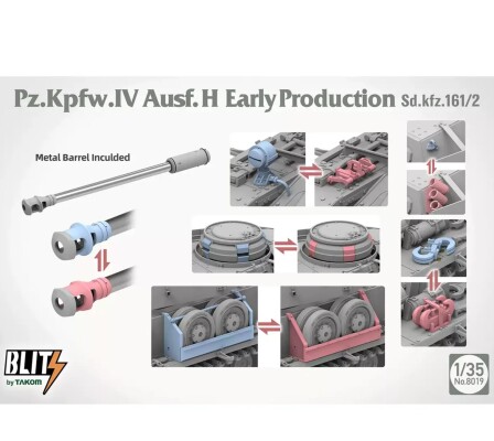 Збірна модель 1/35 Pz. Kpfw. IV Ausf. H Раннє виробництво Takom 8019 детальное изображение Бронетехника 1/35 Бронетехника