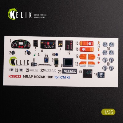 Kozak-001 Ukrainian MRAP 3D interior decal for ICM kit 1/35 KELIK K35022 детальное изображение 3D Декали Афтермаркет