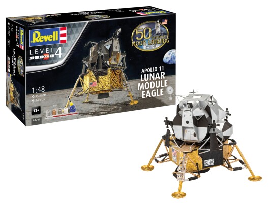 Сборная модель 1/48 Apollo 11 Lunar Module &quot;Eagle&quot; 50th Anniversary Moon Landing Revell 03701 детальное изображение Космос 