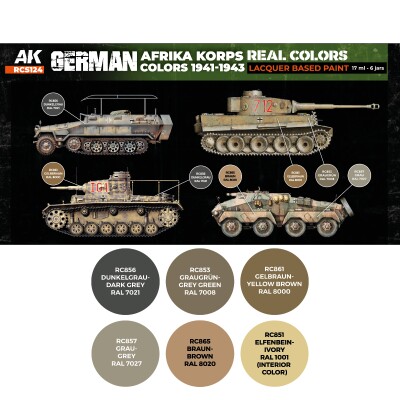 A set of Real Colors lacquer based paints German Afrika Korps Colors 1941-1943 AK-Interactive RCS 124 детальное изображение Наборы красок Краски