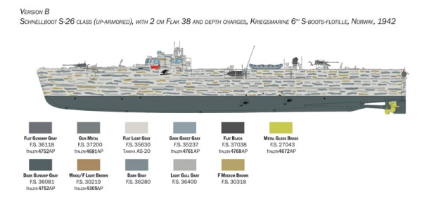 Збірна модель 1/35 Schnellboot S-26/S-38 Italeri 5625 детальное изображение Флот 1/35 Флот