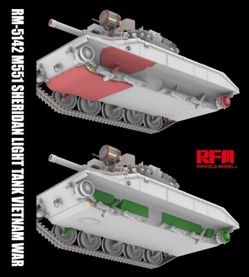 Збірна модель 1/35 Легкий танк М551 Sheridan (В'єтнамська війна) Rye Field Model RFM 5142 детальное изображение Бронетехника 1/35 Бронетехника