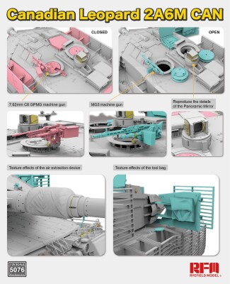 Збірна модель 1/35 Канадський танк Leopard 2A6M CAN RFM RM-5076 детальное изображение Бронетехника 1/35 Бронетехника