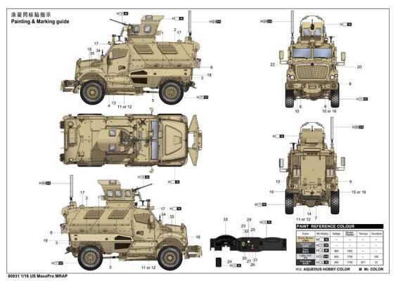 Scale model 1/16 American armored car MaxxPro MRAP Trumpeter 00931 детальное изображение Бронетехника 1/16 Бронетехника