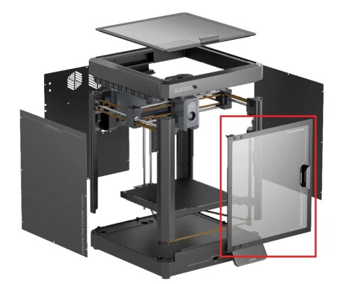 Передні скляні дверцята (Front Glass Door Assembly) для 3D-принтера ELEGOO Centauri Carbon детальное изображение Комплектующие и аксессуары 3D печать
