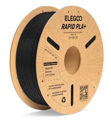 Пластик ELEGOO RAPID PLA+ Filament Ø1.75мм &quot;Black&quot; (черный) 1кг детальное изображение Комплектующие и аксессуары 3D печать