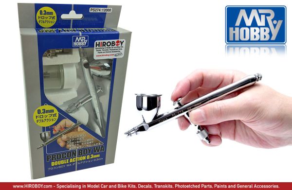 Аэрограф Mr. Procon Boy Double Action (0.3mm)  двойного действия Mr.Hobby PS-274 детальное изображение Аэрографы Аэрография