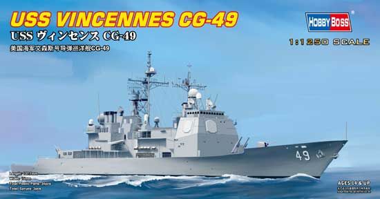 Збірна модель корабля USS VINCENNES CG-49 детальное изображение Флот 1/1250 Флот