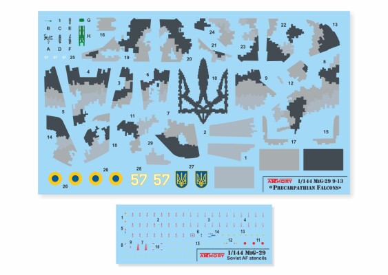 Збірна модель 1/144 Літак МіГ-29 серії 9-13, (114 бригада тактичної авіації) Armory Models Group 14710 детальное изображение Самолеты 1/144 Самолеты