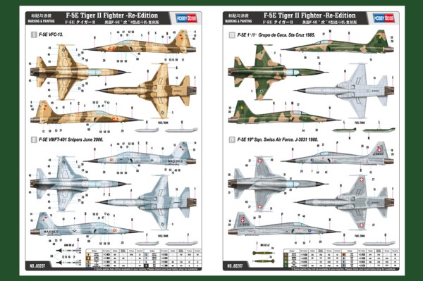 Сборная модель 1/72 Истребитель Ф-5E Tiger II ХоббиБосс 80207 детальное изображение Самолеты 1/72 Самолеты