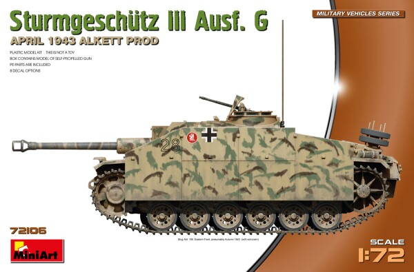 Збірна модель 1/72 САУ Штуг ІІІ Ausf. G - Виробництво Alkett (квітень 1943 р.) MiniArt 72106 детальное изображение Бронетехника 1/72 Бронетехника