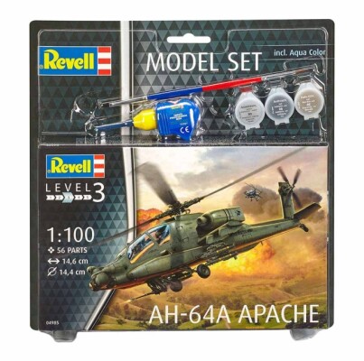 Збірна модель 1/100 Стартовий набір вертоліт Apache AH-64A Revell 64985 детальное изображение Вертолеты Авиация