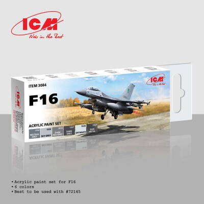 Набір акрилових фарб F-16 ICM 3084 детальное изображение Наборы красок Краски