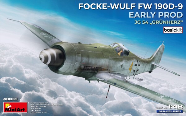 Сборная модель 1/48 Самолет Фокке-Вульф FW 190D-9 ранние производство (версия JG 54 „Grünherz“) детальное изображение Самолеты 1/48 Самолеты