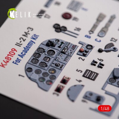 IL-2M3 3D декаль інтер'єр для комплекту Academy/Accurate Miniatures 1/48 KELIK K48109 детальное изображение 3D Декали Афтермаркет