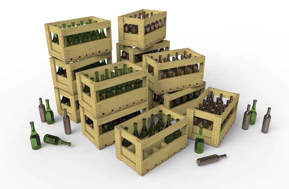 Винные бутылки и деревянные ящики детальное изображение Аксессуары 1/35 Диорамы