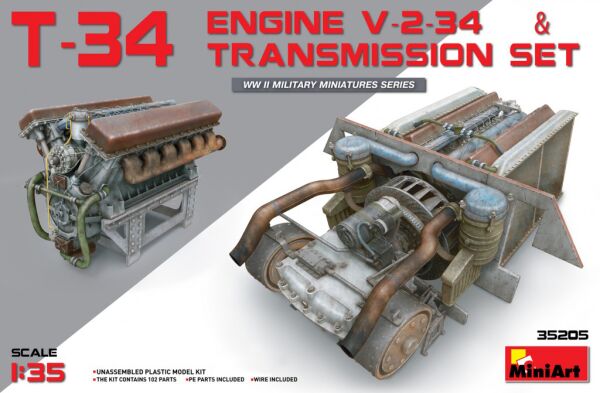 Двигатель V-2-34 с трансмиссией детальное изображение Наборы деталировки Афтермаркет
