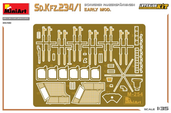 Збірна модель 1/35 Німецький бронеавтомобіль Sd. Kfz. 234/1 з інтер'єром MiniArt 35410 детальное изображение Автомобили 1/35 Автомобили