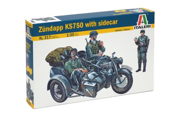 Збірна модель 1/35 Мотоцикл Zundapp KS750 з коляскою Italeri 0317 детальное изображение Автомобили 1/35 Автомобили